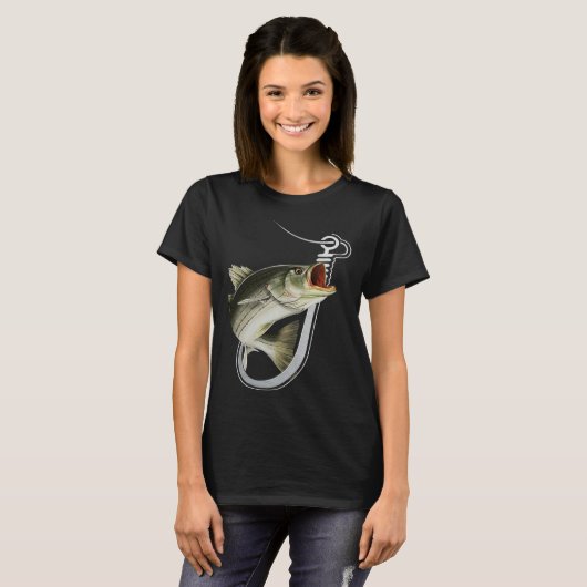 Striiped Bass Fishing Fish Hook Tシャツ (正面フル)