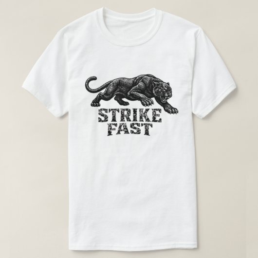 “Strike Fast”ヒョウ柄グラフィックTシャツ - 激しい Tシャツ (デザイン正面)