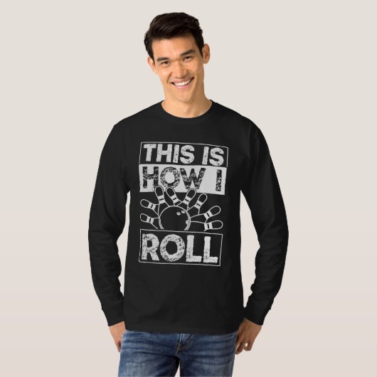 Strike Fun Bowling Party Alley Ball Rolling Pins T Tシャツ (正面フル)