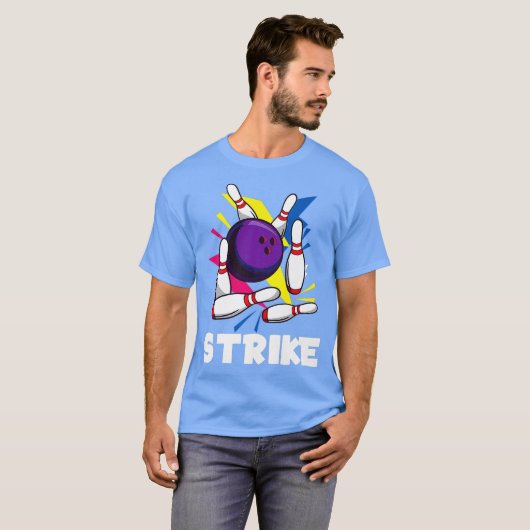 Strike Funny Graphic Bowling Strikes League Tシャツ (正面フル)