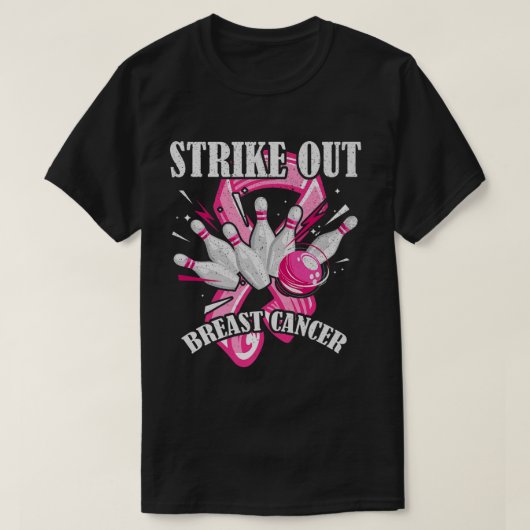 Strike Out Breast Cancer Awareness Bowling Fighter Tシャツ (デザイン正面)
