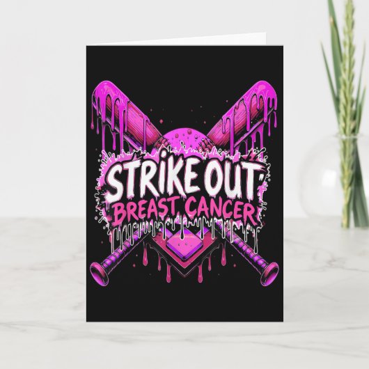 Strike Out Breast Cancer Baseball Softball Drip Ho カード (正面)