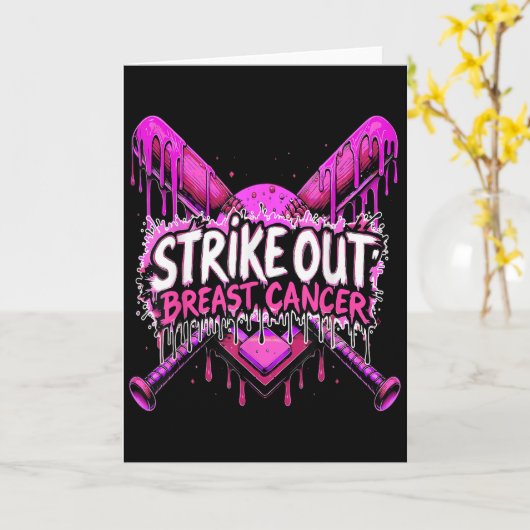 Strike Out Breast Cancer Baseball Softball Drip Ho カード (黄色い花)