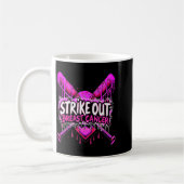 Strike Out Breast Cancer Baseball Softball Drip Ho コーヒーマグカップ (左)