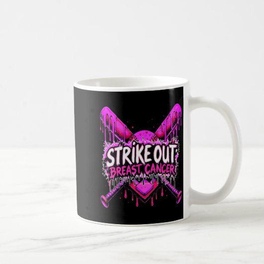 Strike Out Breast Cancer Baseball Softball Drip Ho コーヒーマグカップ (右)