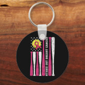 Strike Out Breast Cancer Softll Fight Awareness Me キーホルダー (正面)