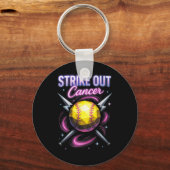 Strike Out Cancer - Breast Cancer Softll Support キーホルダー (正面)