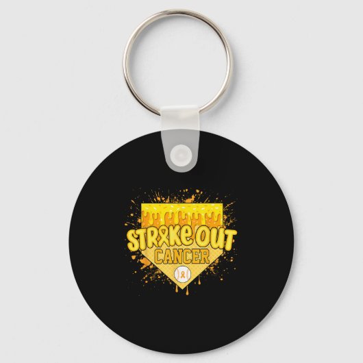 Strike Out Childhood Cancer Boys Baseball Drip Gol キーホルダー (正面)