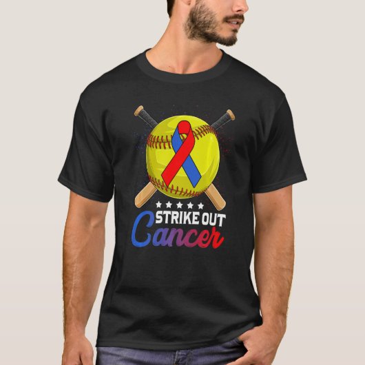 Strike Out Pulmonary Fibrosis Awareness Red Blue R Tシャツ (正面)