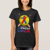Strike Out Pulmonary Fibrosis Awareness Red Blue R Tシャツ (正面)