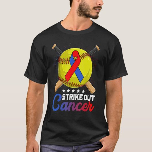 Strike Out Pulmonary Fibrosis Awareness Red Blue R Tシャツ (正面)