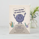 Strike Up Some Fun Bowling Party Boy 2nd Birthday 招待状 (スタンド正面)
