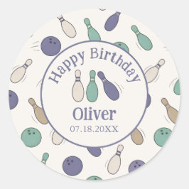 Strike Up Some Fun Vintage Bowling Party Sticker ラウンドシール