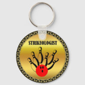 STRIKEOLOGISTという言葉でボーリングボールとピン キーホルダー (正面)