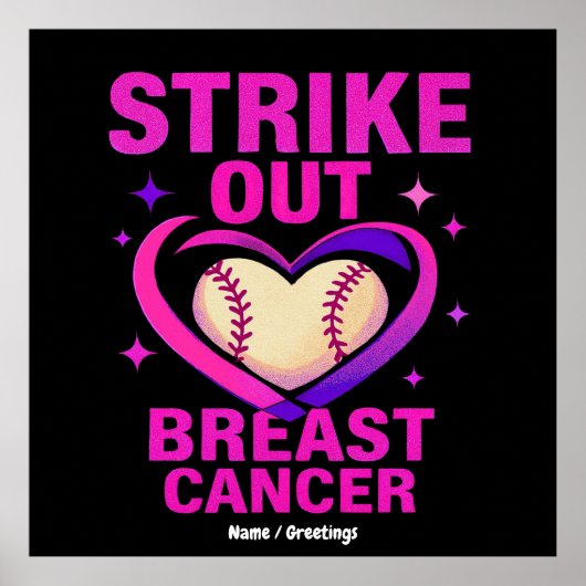 Strikeout Breast Cancer Awareness Domestic Violenc ポスター (正面)