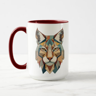 Striking Colorful Geometric Lynx Face マグカップ