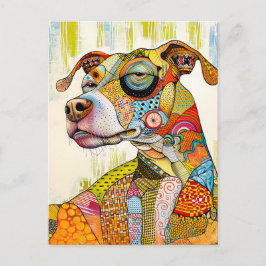 striking dog portrait with bright colors and bold  ポストカード