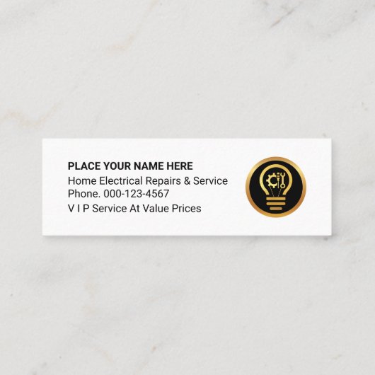 Striking Electrical Lightning Wave Electrician スキニー名刺 (裏面)