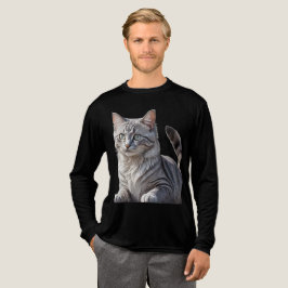 Striking Gray Tabby Cat with Green Eyes トライブレンドＴシャツ