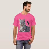 Striking Gray Tabby Cat with Green Eyes Tシャツ (正面フル)