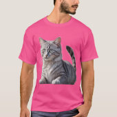 Striking Gray Tabby Cat with Green Eyes Tシャツ (正面)
