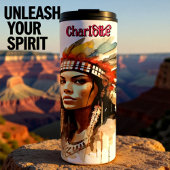 Striking Indigenous Woman: Sepia Watercolor Warbon タンブラー