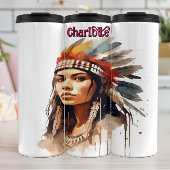 Striking Indigenous Woman: Sepia Watercolor Warbon タンブラー