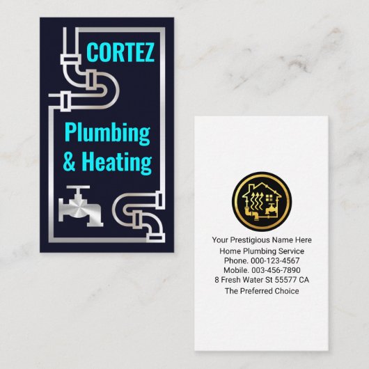 Striking Retro Silver Faucet Pipes 名刺 (正面/裏面)