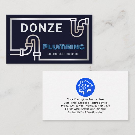 Striking Retro Silver Pipe Border 名刺 (正面/裏面)