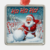 Striking Santa Bowling Candy Cane Lane Personalize メタルオーナメント (正面)