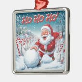 Striking Santa Bowling Candy Cane Lane Personalize メタルオーナメント (左)