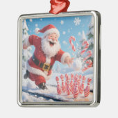 Striking Santa Bowling Candy Cane Lane Personalize メタルオーナメント (左)