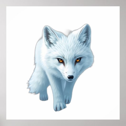 Striking White Arctic Fox with Intense Gaze ポスター (正面)