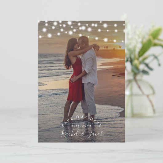 String素朴 Lightsウェディング日付の写真を保存 セーブザデート (スタンド正面)