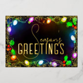 String 白熱［赤熱］光を放つ Christmas Lightsシーズンのご挨拶 箔シーズンカード (正面)