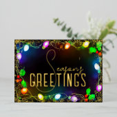 String 白熱［赤熱］光を放つ Christmas Lightsシーズンのご挨拶 箔シーズンカード (立ち正面)