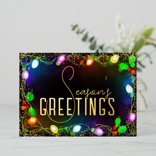 String 白熱［赤熱］光を放つ Christmas Lightsシーズンのご挨拶 箔シーズンカード (立ち正面)