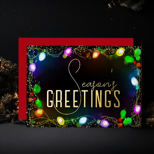 String 白熱［赤熱］光を放つ Christmas Lightsシーズンのご挨拶 箔シーズンカード