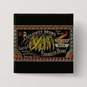 String Bean Label Vegetable Country 缶バッジ