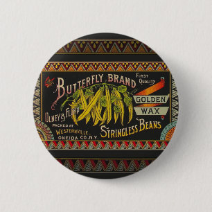 String Bean Label Vegetable Country 缶バッジ