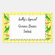 String Beans Yellow Checks カスタムFood Stickers