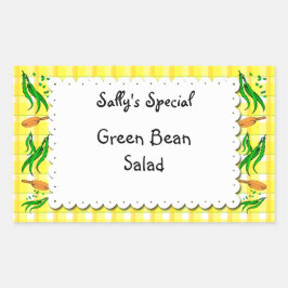 String Beans Yellow Checks カスタムFood Stickers 長方形シール