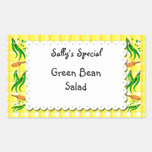String Beans Yellow Checks カスタムFood Stickers 長方形シール
