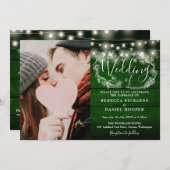 String Light 素朴 Green Photo All In One 結婚's 招待状 (正面/裏面)