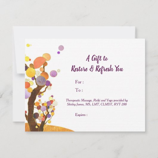 String Light Love Treesビジネスギフト券 (裏面)