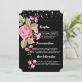 String Lightsお洒落ブラックウェディングプログラム 招待状 (スタンド正面)