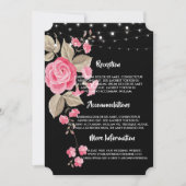 String Lightsお洒落ブラックウェディングプログラム 招待状 (正面)