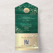 String Lightsエメラルドグリーン結婚のQRコード オールインワン招待状 (内側)
