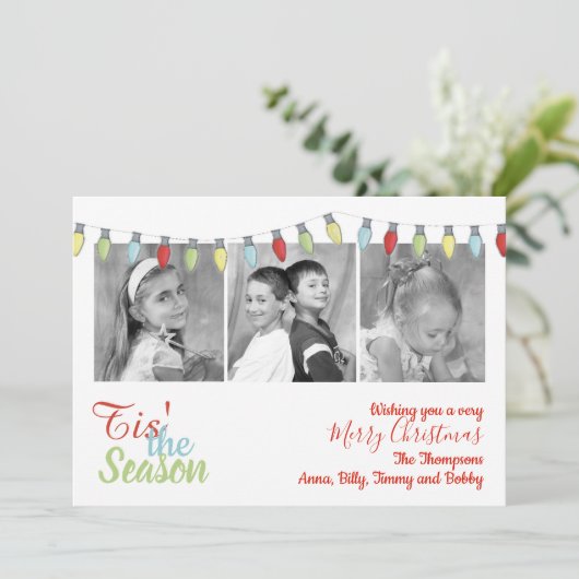 String Lightsクリスマスフォトカード数々の写真 シーズンカード (スタンド正面)