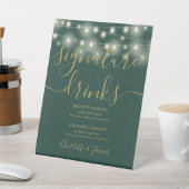 String Lightsグリーン金ゴールド結婚のシグネチャードリンク 台座サイン (インサイチュ)